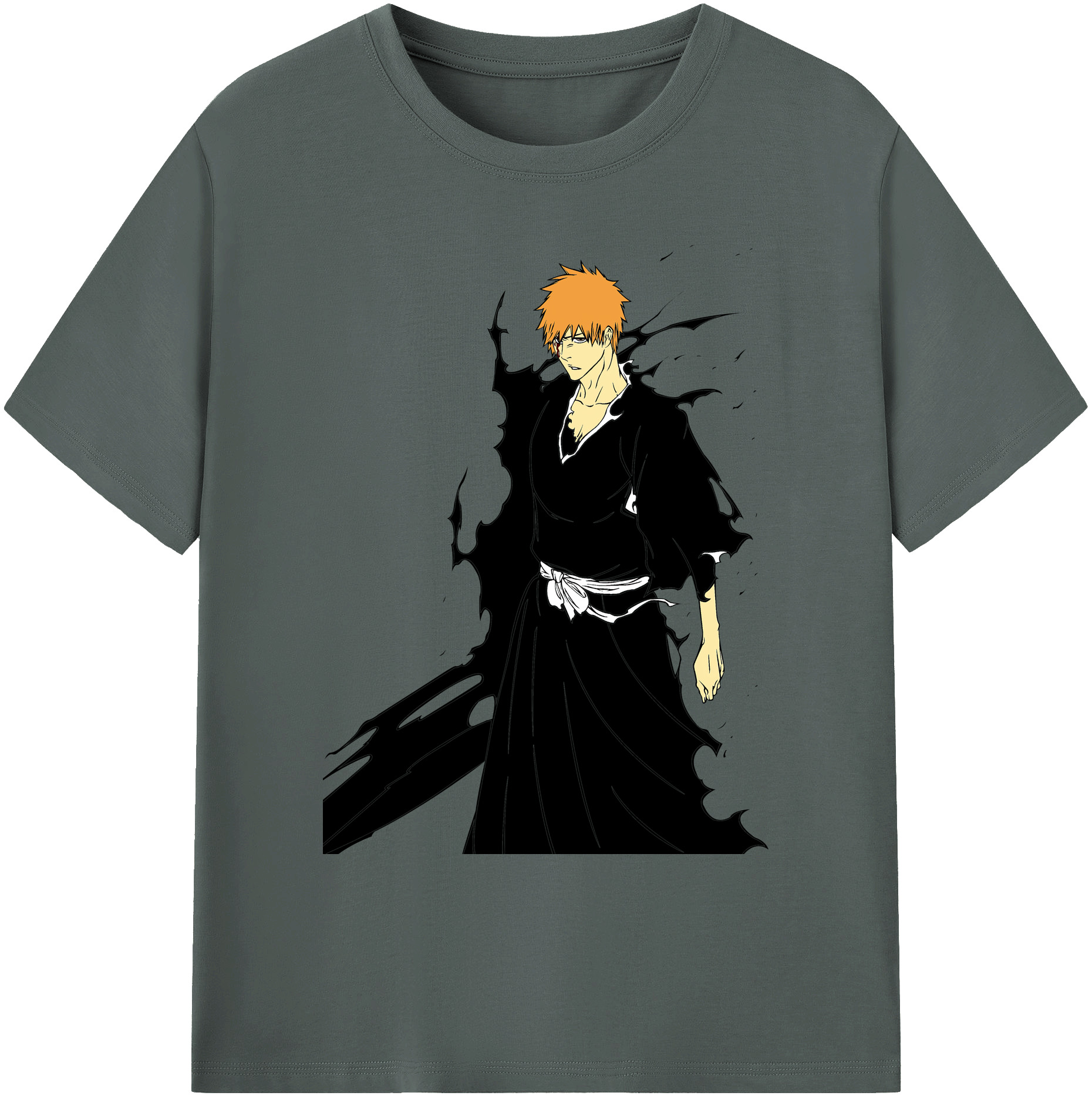 （画像用） ブリーチ 黒崎一護（くろさき いちご）BLEACH Kurosaki Ichigo 綿100％ メンズ半袖Tシャツ｜肌触りやわらか＆通気性
